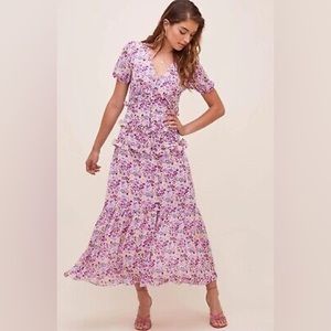 ASTR the Label Floral Midi Priscilla Dress Women’s Size Medium Ruffle Party